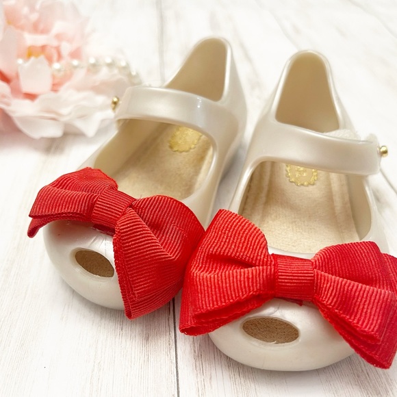Mini Melissa Ultragirl Sweet Mary Jane Red Bow Strap Shoes Size 5 - Picture 2 of 8